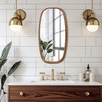 Rounded Rectangle Wood Wall Mirror, 31.5"