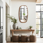 Rounded Rectangle Wood Wall Mirror, 31.5"