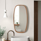 Rounded Rectangle Wood Wall Mirror, 31.5"