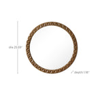 Geometric Carved Wood Round Wall Mirror, 26"
