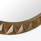 Geometric Carved Wood Round Wall Mirror, 26"