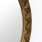 Geometric Carved Wood Round Wall Mirror, 26"