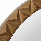 Geometric Carved Wood Round Wall Mirror, 26"