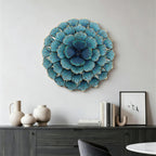 Rosette Metal Wall Art, Teal Blue, 24"