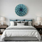 Rosette Metal Wall Art, Teal Blue, 24"
