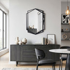 Black Metal Hexagon Wall Mirror, 32"