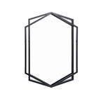 Black Metal Hexagon Wall Mirror, 32"