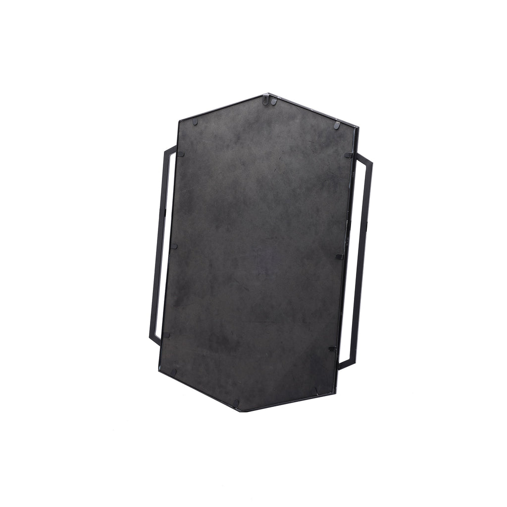 Black Metal Hexagon Wall Mirror, 32"