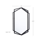 Black Metal Hexagon Wall Mirror, 32"