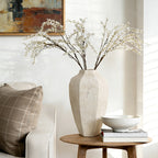 Geometric Ceramic Vase, Chalky Off White, 14"
