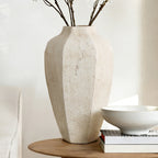 Geometric Ceramic Vase, Chalky Off White, 14"