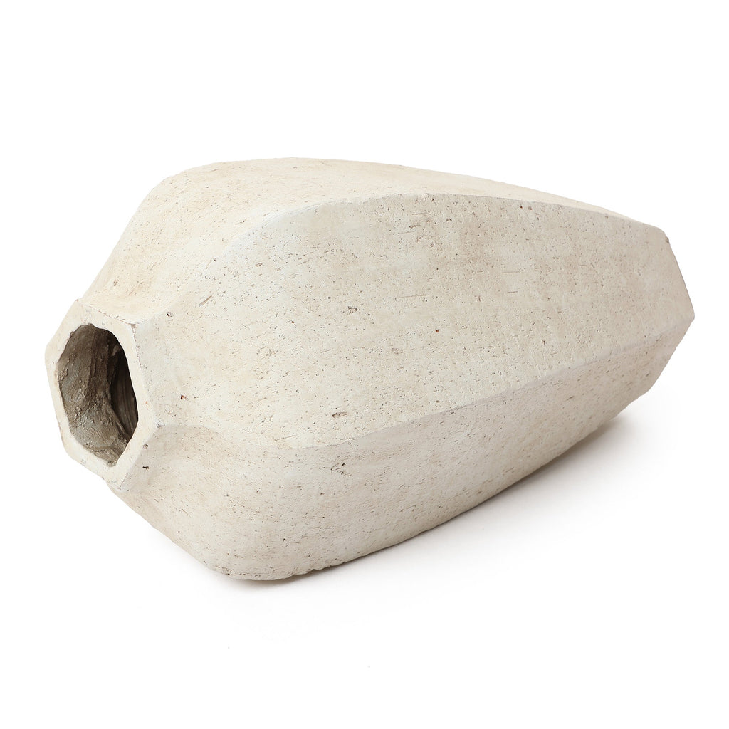 Geometric Ceramic Vase, Chalky Off White, 14"