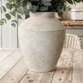 Rustic Stone Ceramic Vase, White, 15"