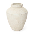 Rustic Stone Ceramic Vase, White, 15"