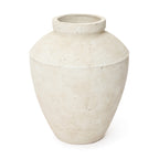 Rustic Stone Ceramic Vase, White, 15"