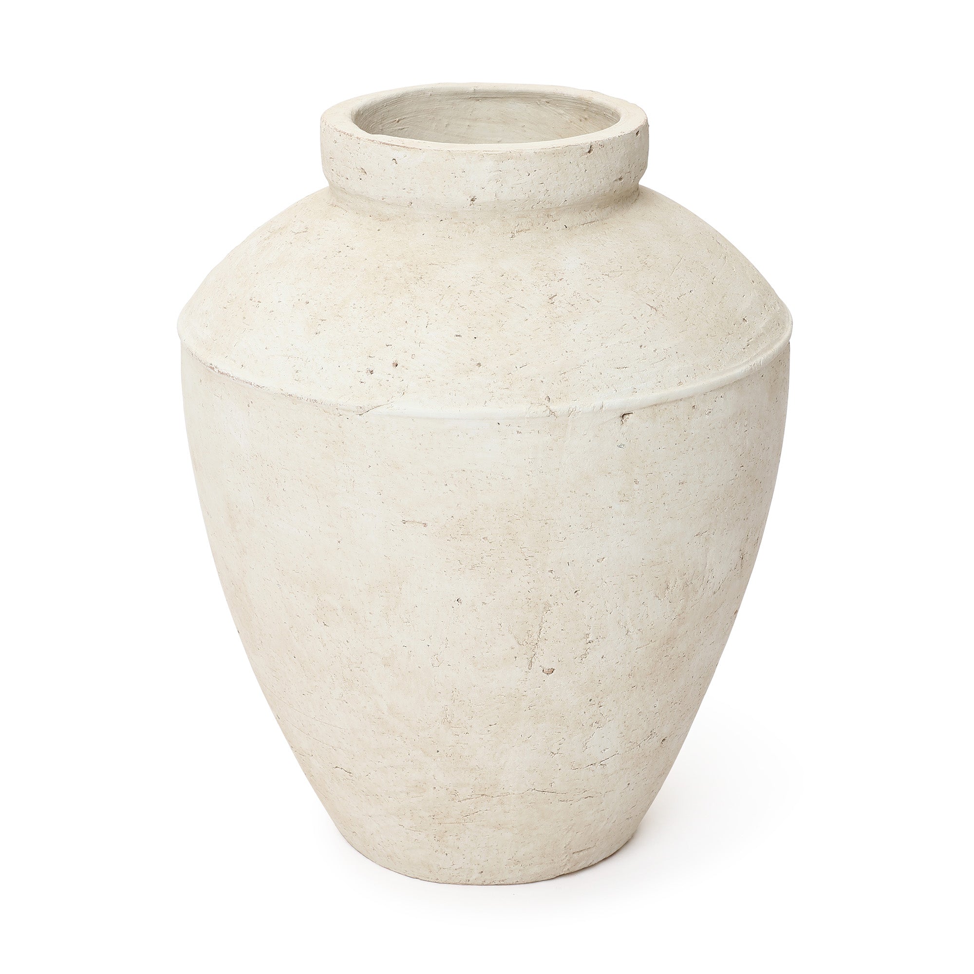 Rustic Stone Ceramic Vase, White, 15"
