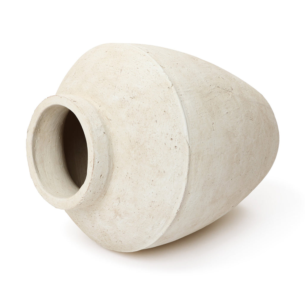 Rustic Stone Ceramic Vase, White, 15"