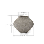 Wide Ribbed Terracotta Vase, Weathered Gray, 10"