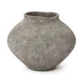 Wide Ribbed Terracotta Vase, Weathered Gray, 10"