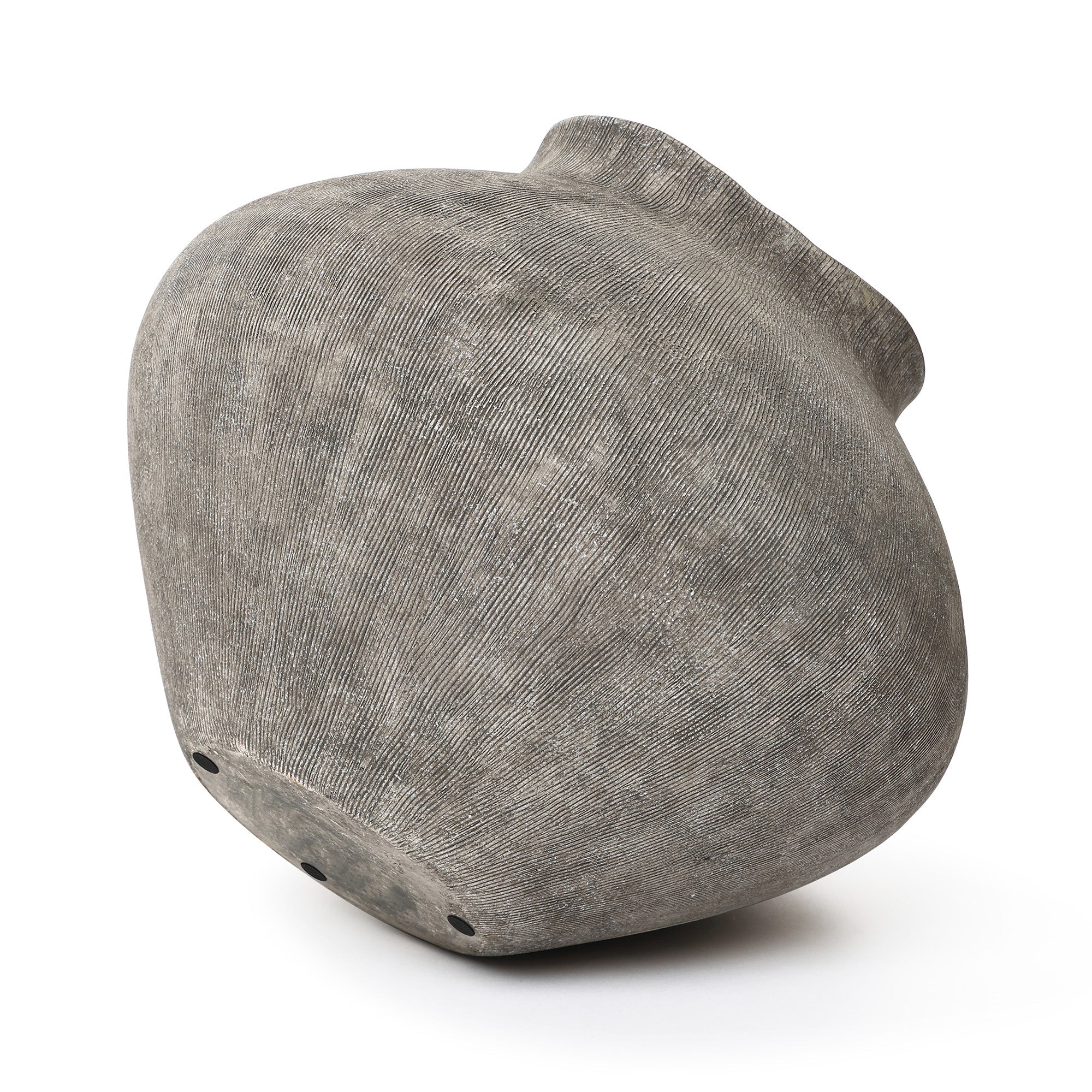 Wide Ribbed Terracotta Vase, Weathered Gray, 10"