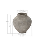 Round Ribbed Terracotta Vase, Weathered Gray, 13"