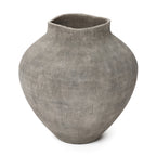 Round Ribbed Terracotta Vase, Weathered Gray, 13"
