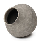 Round Ribbed Terracotta Vase, Weathered Gray, 13"