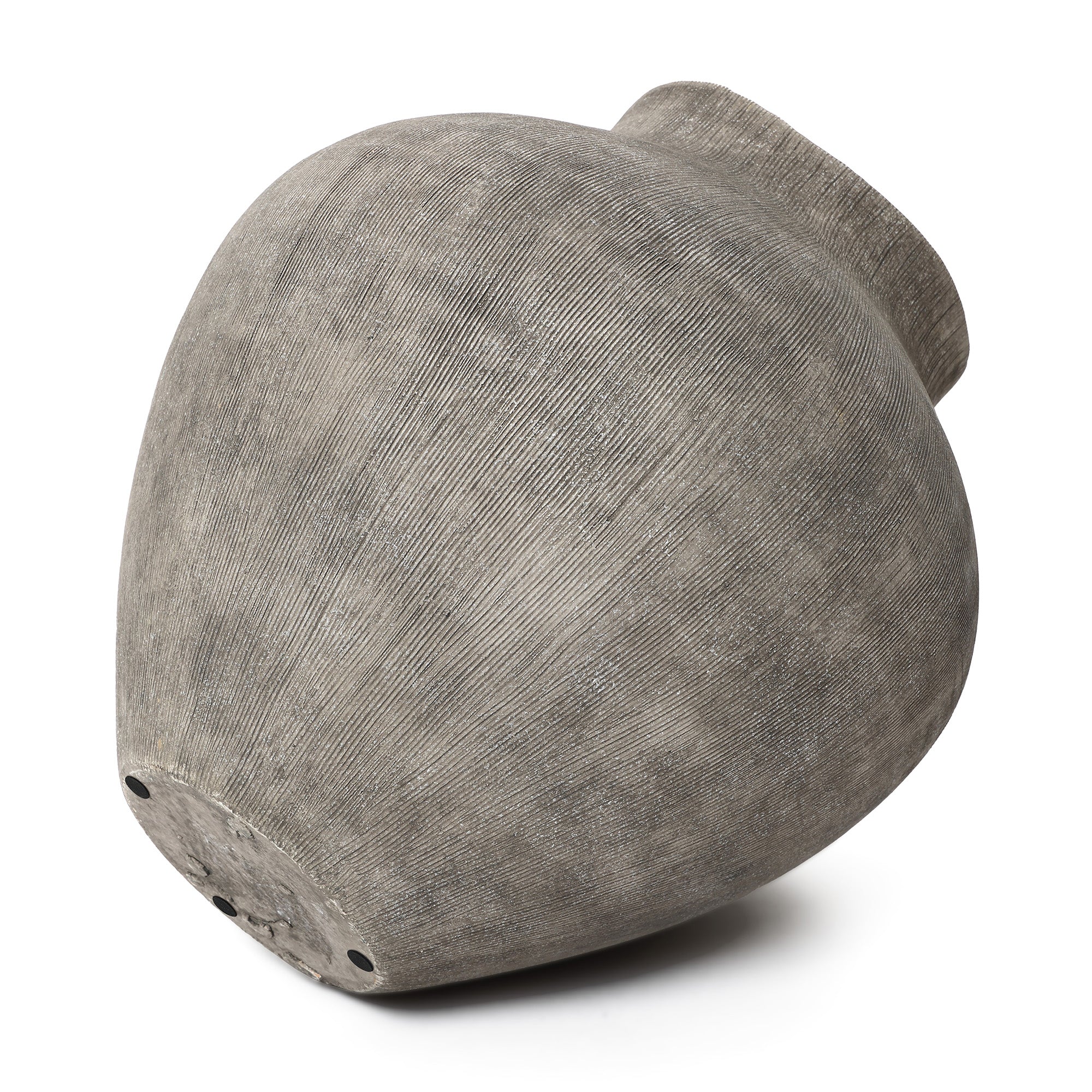 Round Ribbed Terracotta Vase, Weathered Gray, 13"