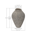Tall Ribbed Terracotta Vase, Weathered Gray, 16"