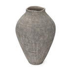 Tall Ribbed Terracotta Vase, Weathered Gray, 16"