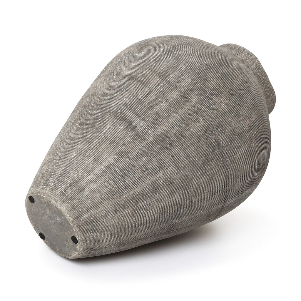 Tall Ribbed Terracotta Vase, Weathered Gray, 16"