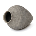 Tall Ribbed Terracotta Vase, Weathered Gray, 16"
