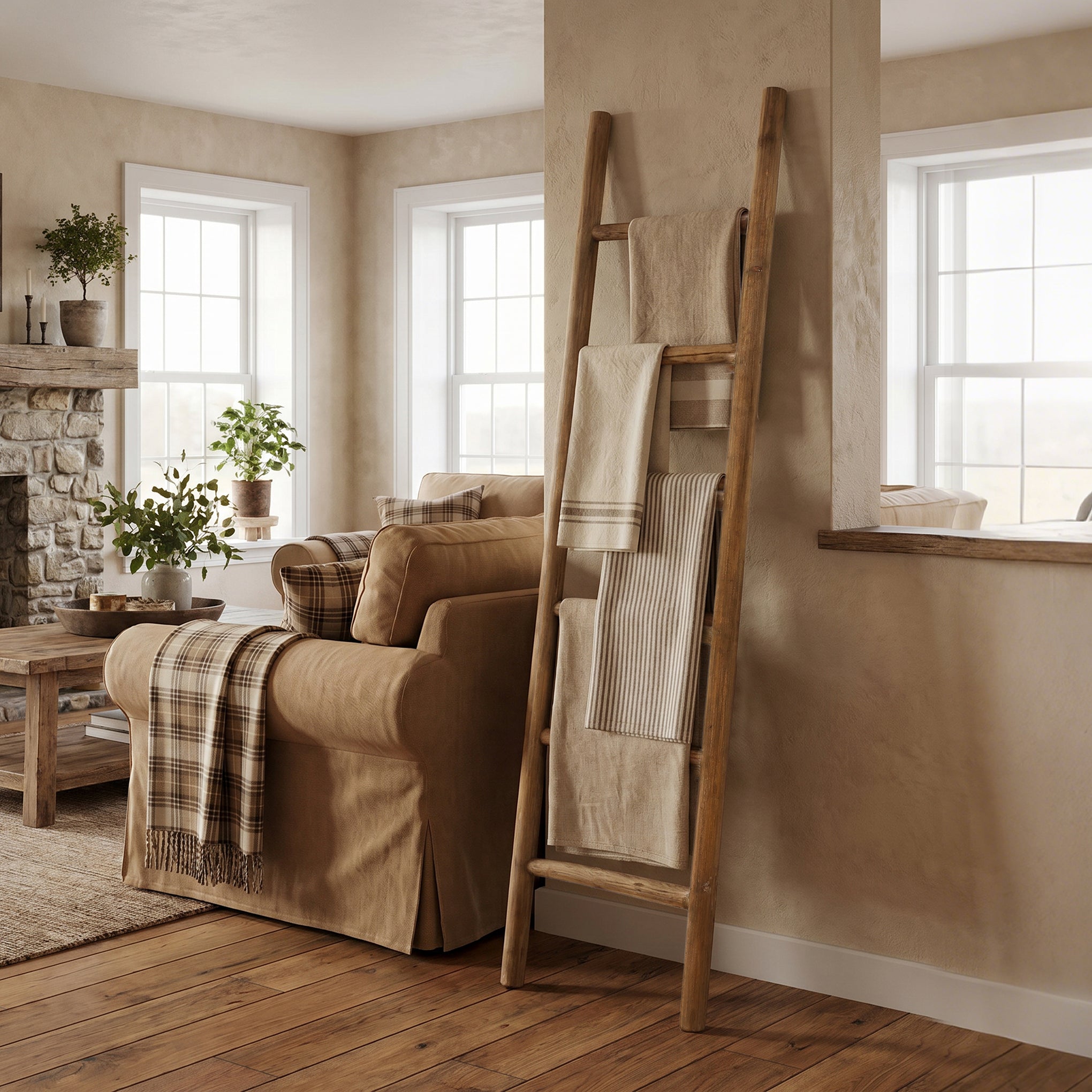 Fir Wood Blanket Ladder, 74"