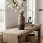 Tall Narrow Terracotta Vase, Brown Ombre, 15"