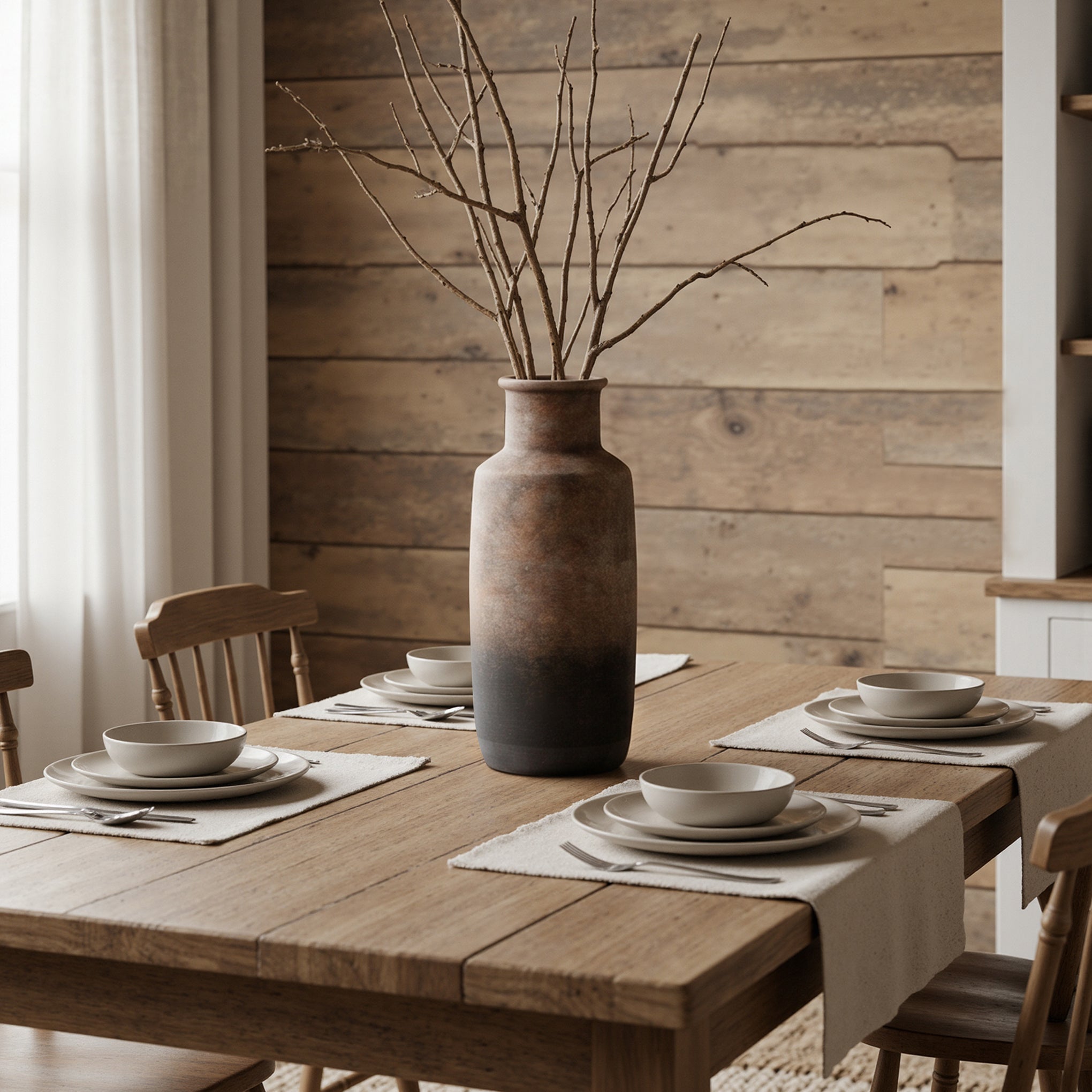 Tall Narrow Terracotta Vase, Brown Ombre, 15"