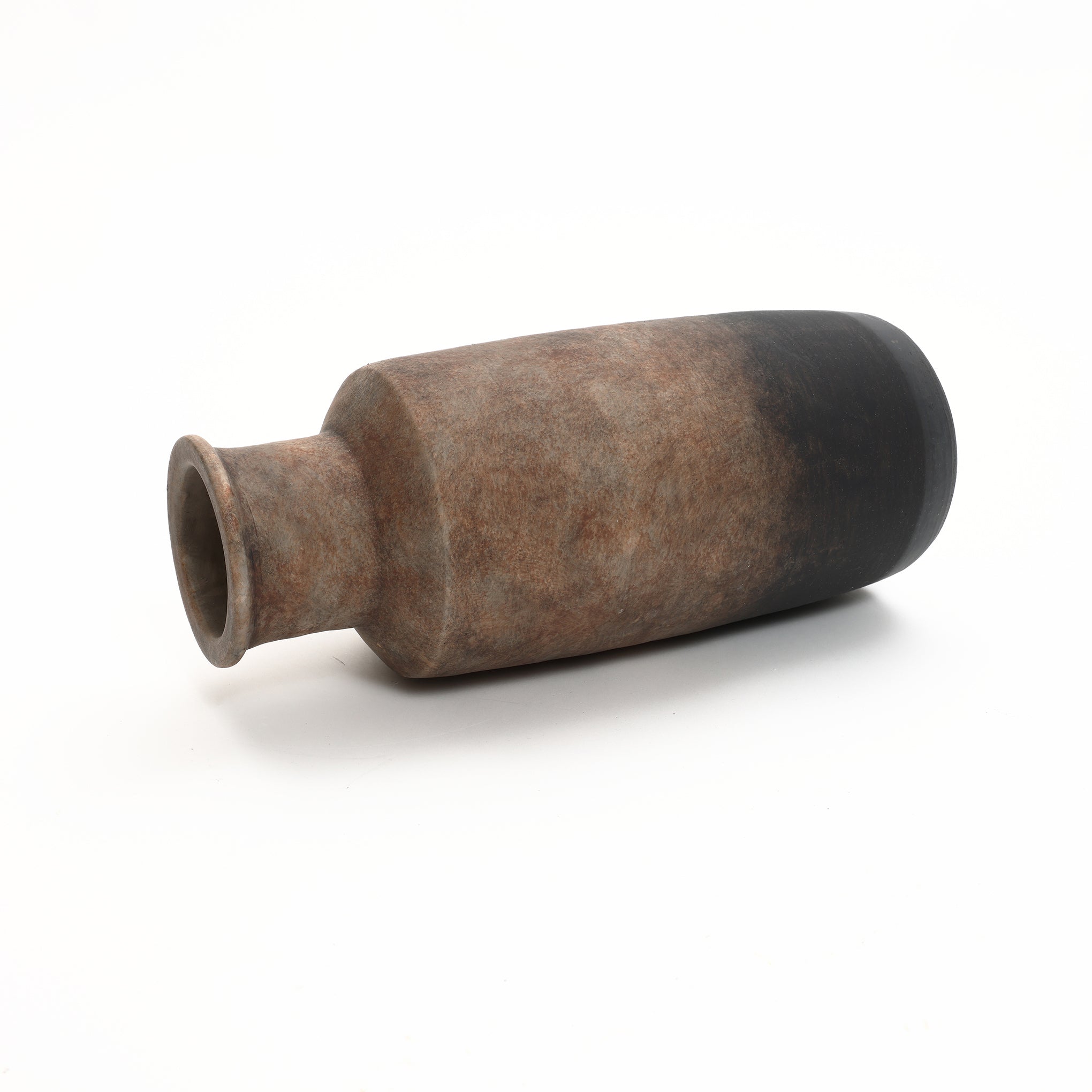 Tall Narrow Terracotta Vase, Brown Ombre, 15"