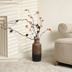 Tall Narrow Terracotta Vase, Brown Ombre, 15"