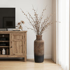 Tall Narrow Terracotta Vase, Brown Ombre, 19"