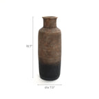 Tall Narrow Terracotta Vase, Brown Ombre, 19"