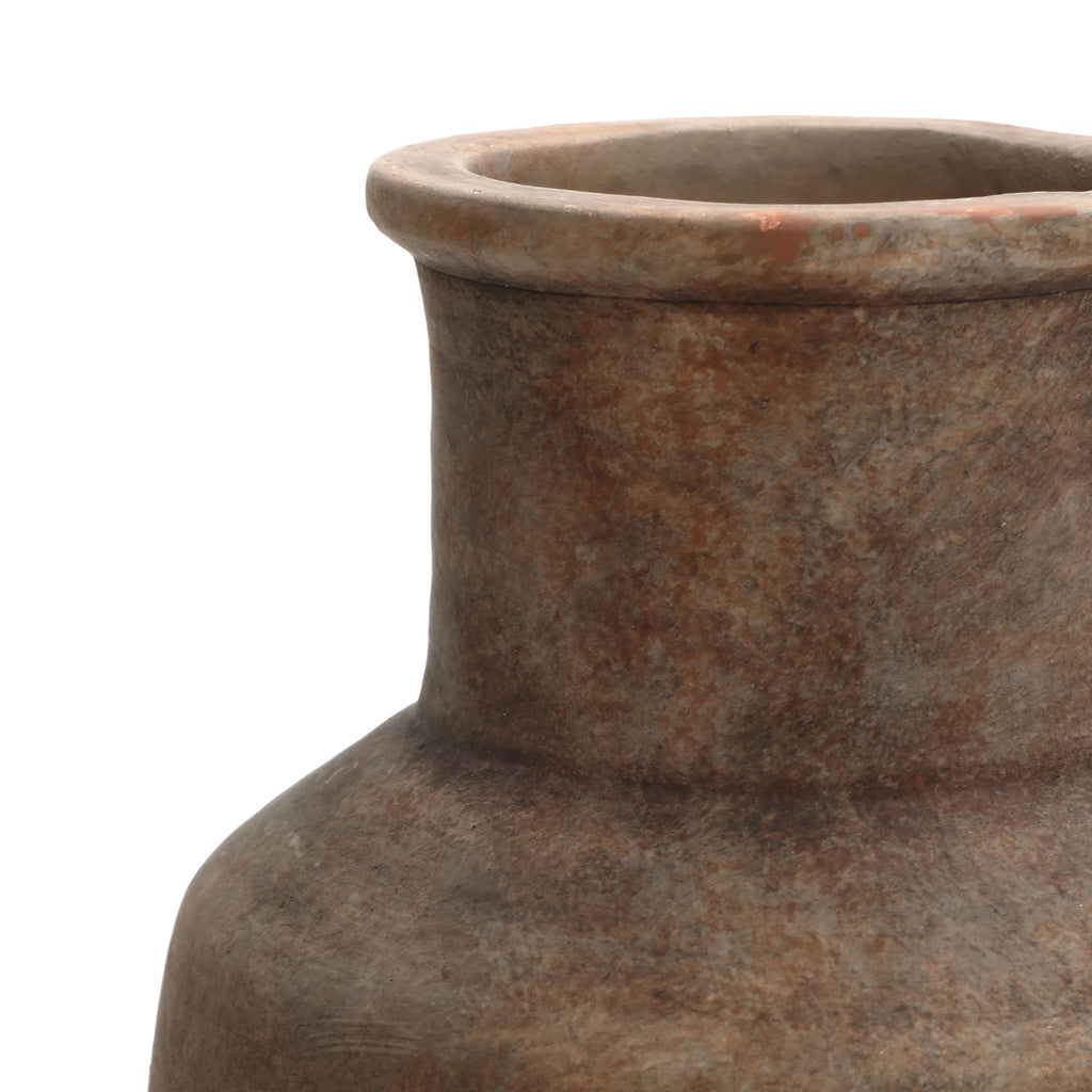 Tall Narrow Terracotta Vase, Brown Ombre, 19"