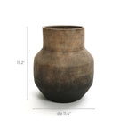 Round Bowl Terracotta Vase, Brown Ombre, 13.5"