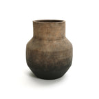 Round Bowl Terracotta Vase, Brown Ombre, 13.5"