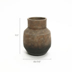 Round Bowl Terracotta Vase, Brown Ombre, 11.5"