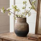 Round Bowl Terracotta Vase, Brown Ombre, 11.5"