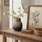 Round Bowl Terracotta Vase, Brown Ombre, 11.5"