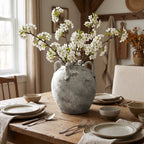 Terracotta Urn Vase with Handles, Marbled Gray-White, 11"