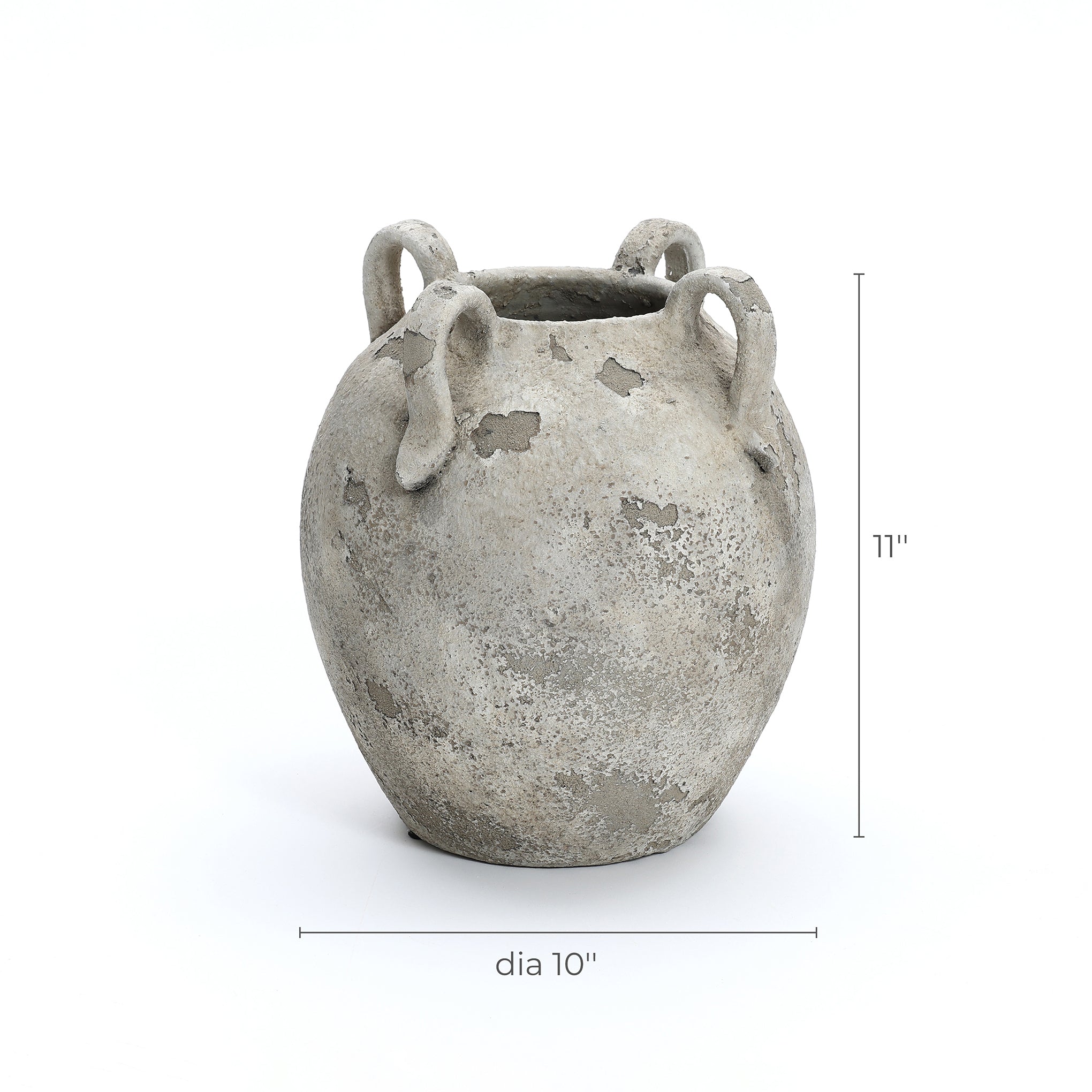 Terracotta Urn Vase with Handles, Marbled Gray-White, 11"