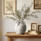 Terracotta Urn Vase with Handles, Marbled Gray-White, 11"