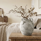 Terracotta Urn Vase with Handles, Marbled Gray-White, 11"