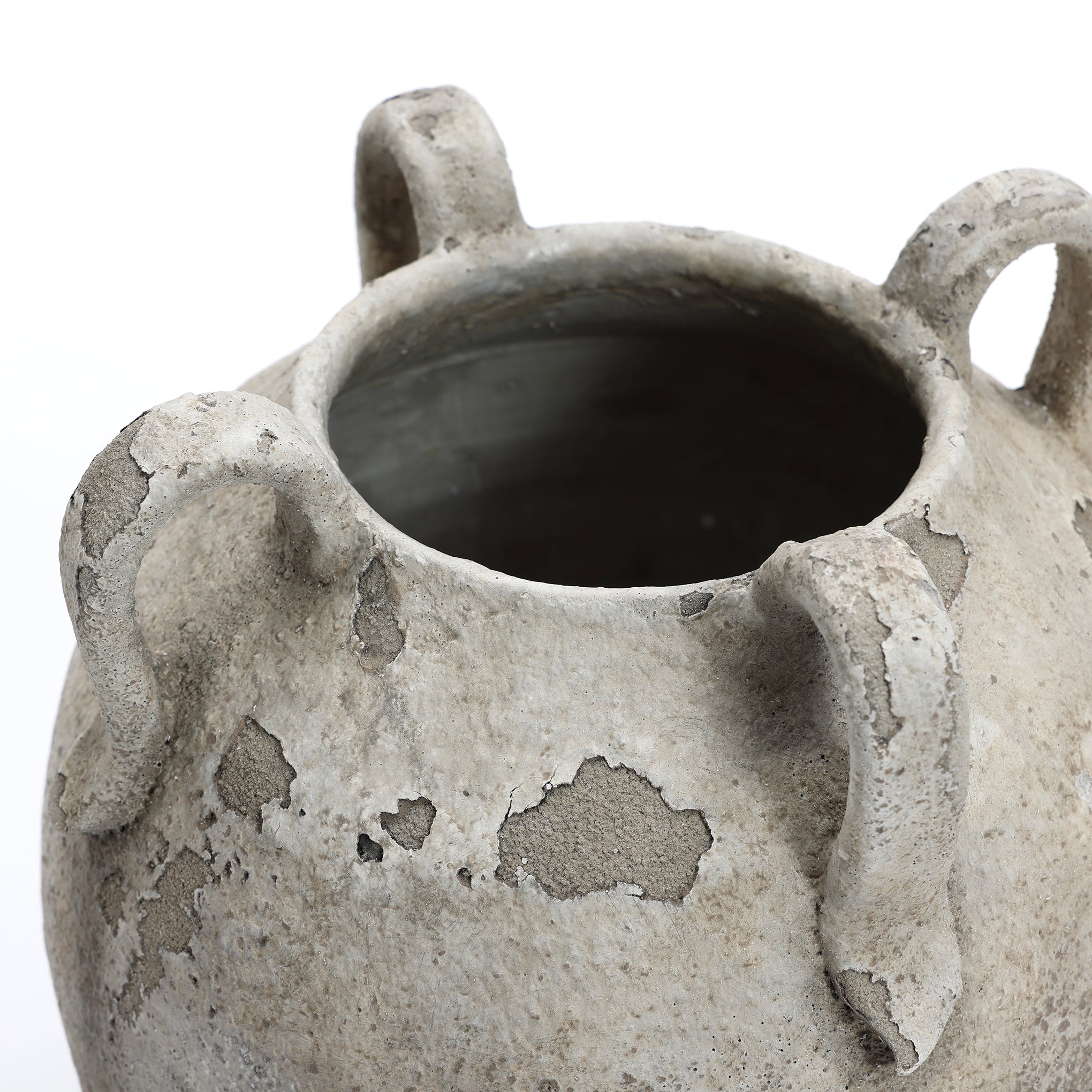Terracotta Urn Vase with Handles, Marbled Gray-White, 11"
